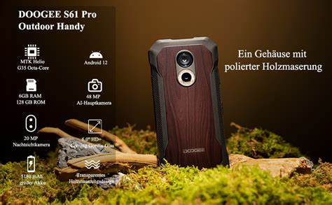 DOOGEE S61 PRO Outdoor Handy Ohne Vertrag, 8GB RAM + 128GB ROM Android ...