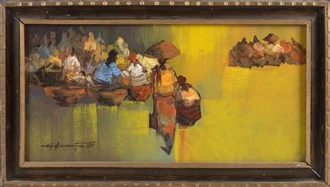 Lot Alfredo Buenaventura Philippines 1942 1982 Market Scene Oil