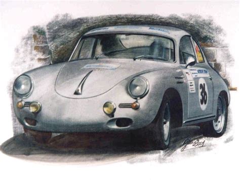 Porsche 356 Racing Drawing Autos Ilustraciones Dibujos