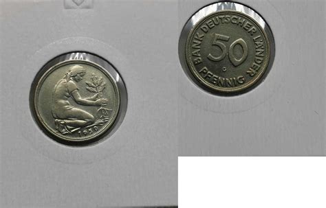 Bank deutscher Länder 50 Pfennig 1950 G sehr schön MA Shops