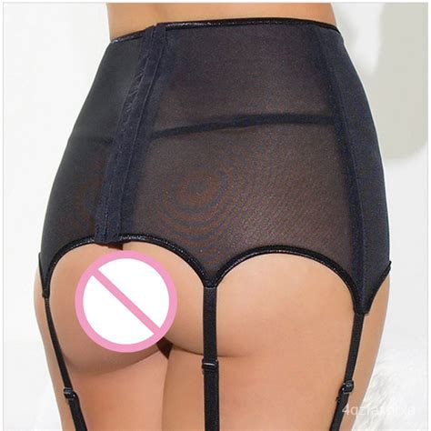 Jual Sexy Garter Belt Women High Waist Mesh Suspender Belt Female Lady Elastic Sexy Lingerie