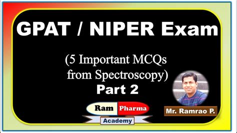 Gpat Niper Exam Important Mcqs From Spectroscopy Part P