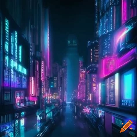 Cyberpunk Cityscape With Vibrant Neon Lights On Craiyon