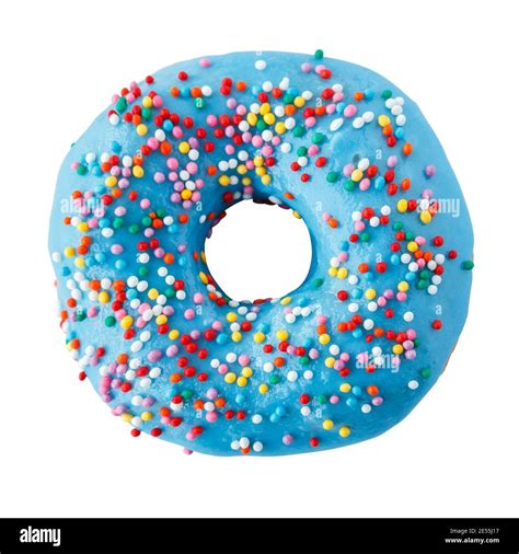 Donut In Blue Glaze With Colored Sprinkles Stock Photo Alamy