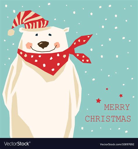 Christmas Card With Polar Bear Royalty Free Vector Image