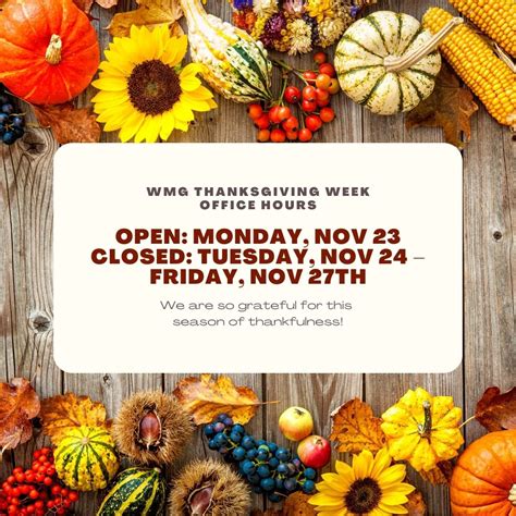 Wmg Thanksgiving Week Office Hours