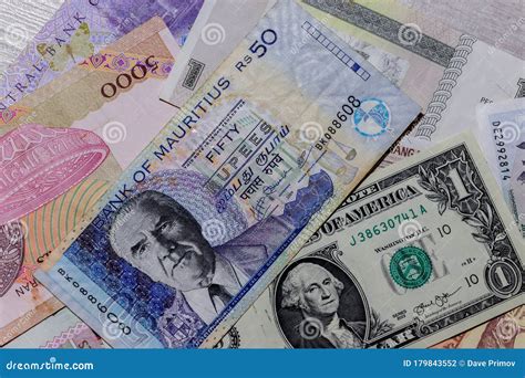 One US Dollar with Different Mauritian Rupee Banknotes Stock Photo ...