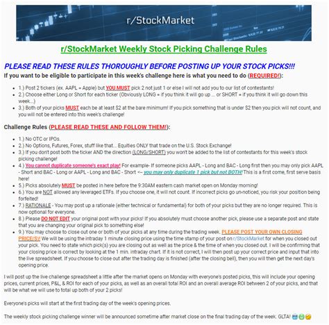 ***r/StockMarket Weekly Stock Pick Challenge for the Week of (2/19-2/23) is now open!*** : r ...