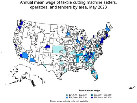 Map Of Annual Mean Wages Of Textile Cutting Machine Setters Operators