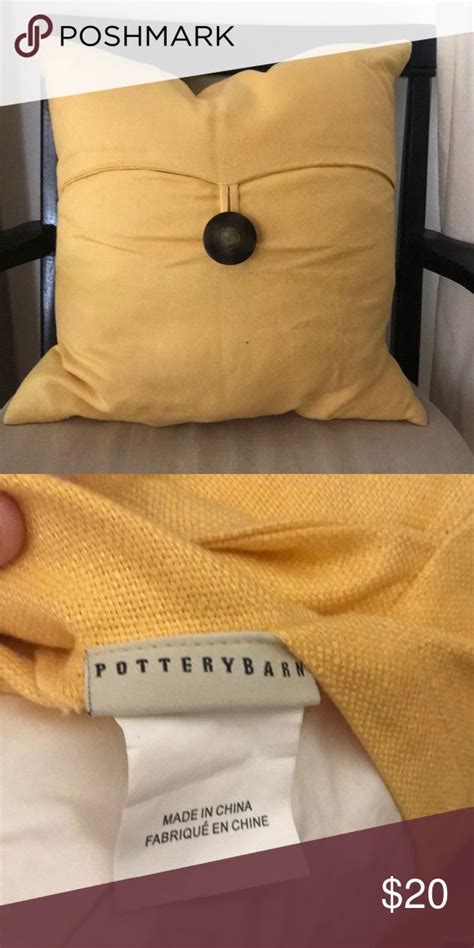 Pottery Barn Yellow Button Closure Pillow Pottery Barn Bedding