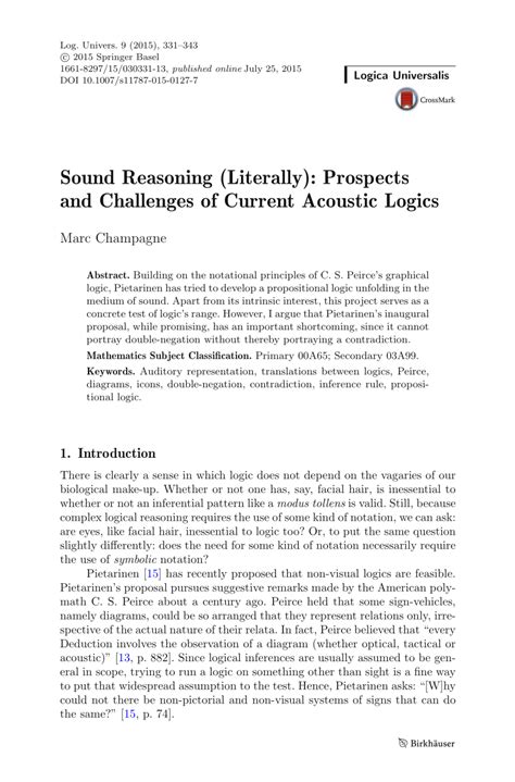 PDF Sound Reasoning Literally Prospects And Challenges Of Current