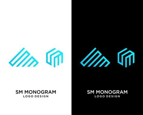 Dise O De Logotipo De L Nea Geom Trica Simple Monograma Letra Sm