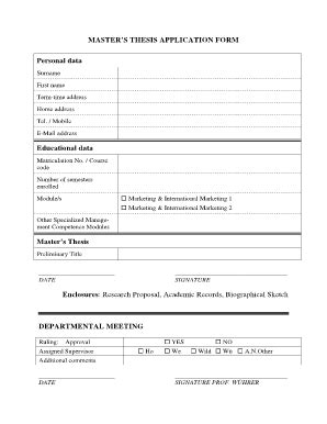 Fillable Online Master Thesis Application Form JKU Fax Email Print