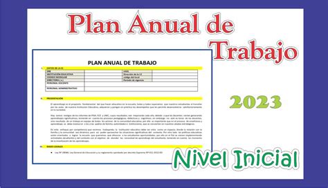 MODELO De Plan Anual De Trabajo 2023 Nivel Inicial Materiales