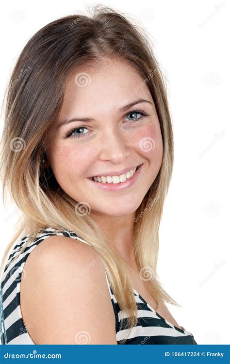 Portrait Of A Gorgeous Teenager Girl With An Attractive Smile Stock