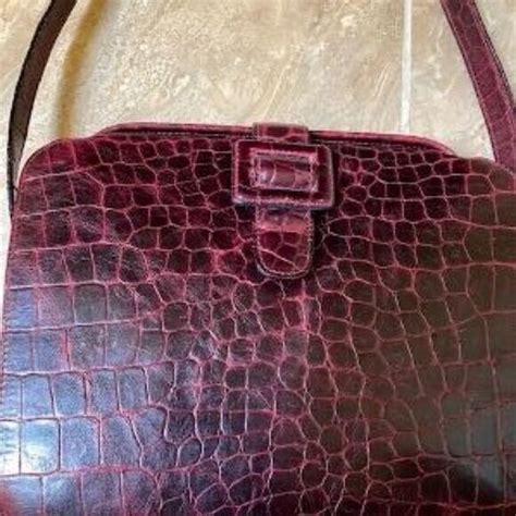 FURLA Crocodile Embossed Genuine Leather Bag Gem