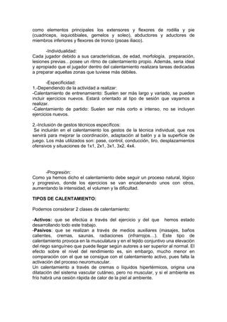 El Calentamiento En El Futbol Sala PDF