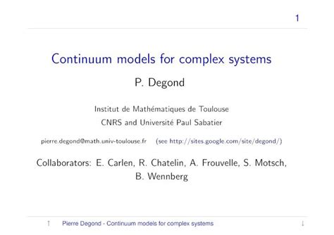 Pdf Continuum Models For Complex Systemshelper Ipam Ucla Edu