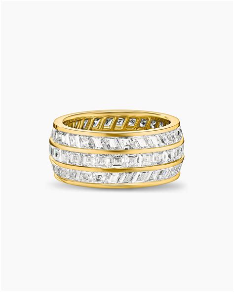 Mens Deco Three Row Band Ring in Yellow Gold | David Yurman