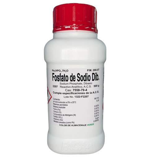 Fosfato De Sodio Dibásico R A De 500 G Fagalab