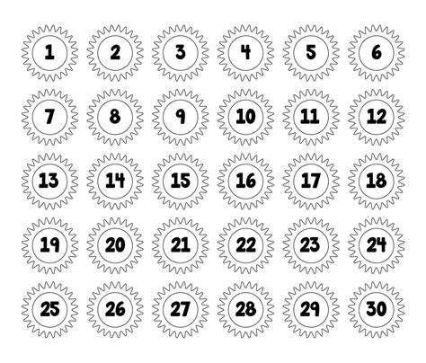 Printable Numbers 1 30 Template