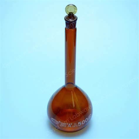 500ml Amber Brown Volumetric Flask Glass Bottle W Stopper Lab Chemical