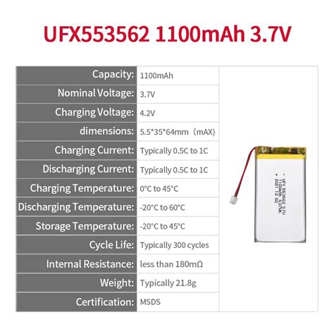 37 V 1100mah Lithium Ion Battery 553562 Ufine Battery Official