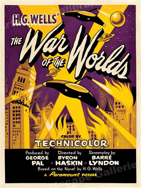 1950s “War of the Worlds” Classic Old Science Fiction Movie Poster ...