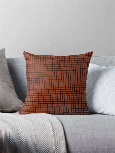 Navy And Rust Xv Thread Pattern Throw Pillow By Blertadk