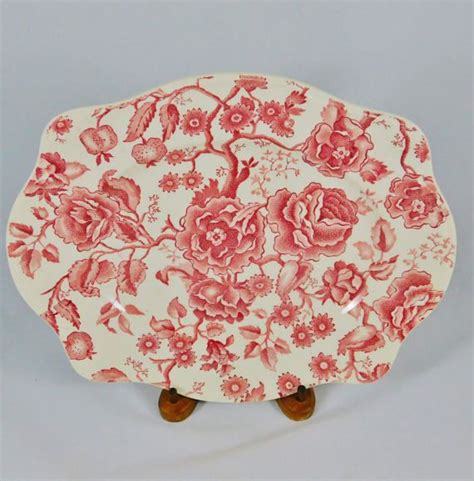 Chippendale Johnson Bros 12 Serving Platter Pink Red Etsy Johnson