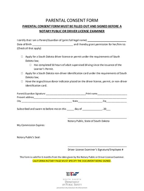 Fillable Online Dps Sd Parental Consent Form For Learners Permit R