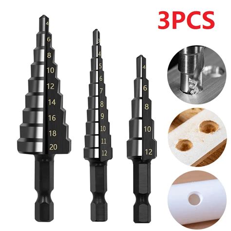 3 Pces 3 12mm 4 12mm 4 20mm Hss Reta Sulco Passo Broca Conjunto De