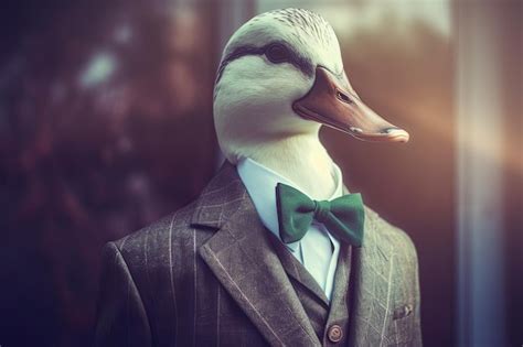 Premium Photo Portrait Of A Duck In Business Suit At His Office