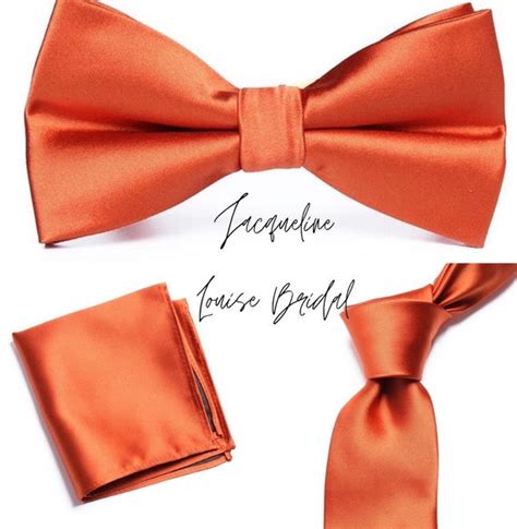 Rustburnt Orange Groomsmen Bow Tie Tie And Pocket Square Set Etsy Uk