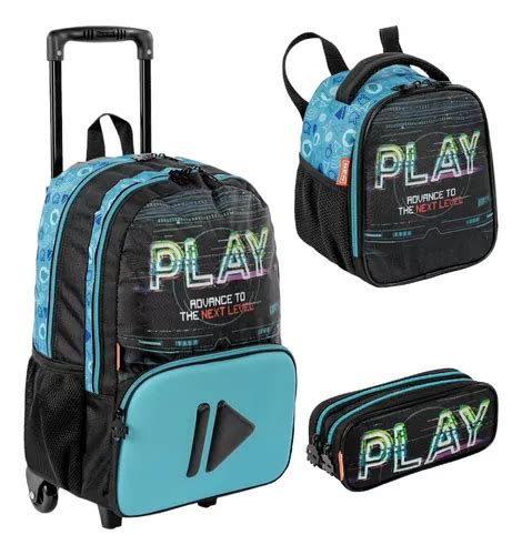 Kit Escolar X Star Play Mochila De Rodinhas Estojo Lancheira