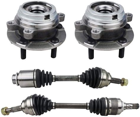 4pc Front Cv Axle Half Shaft Front Wheel Hub And Bearing Assembly For