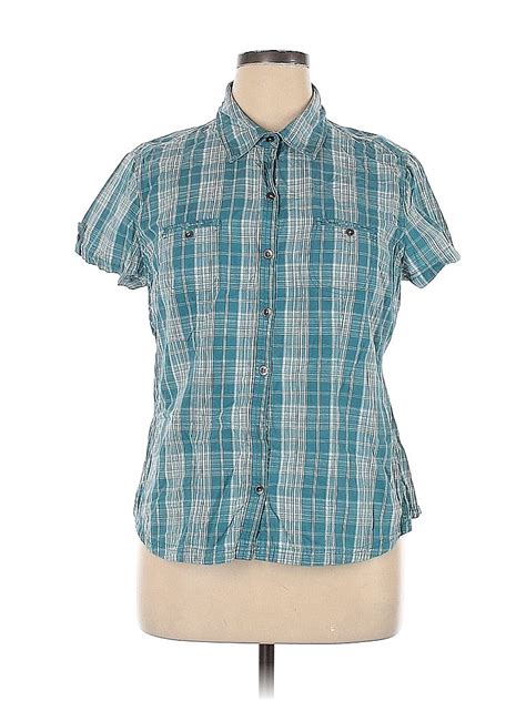 Sonoma Life Style 100 Cotton Teal Short Sleeve Button Down Shirt