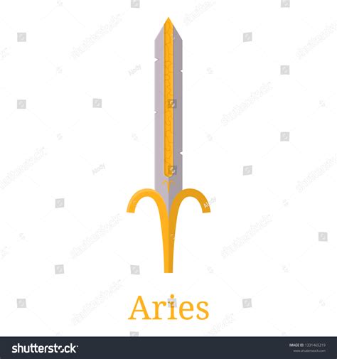 Aries Sword Zodiac Sign Flat Cartoon стоковая векторная графика без