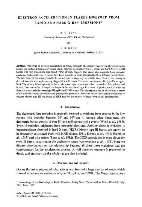 Pdf Electron Acceleration In Flares Inferred From Radio And Hard X