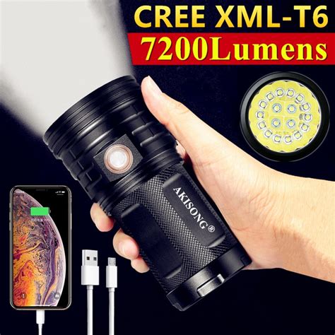 Cree Xml T High Power Hunting Led Powerful Flashlight Usb