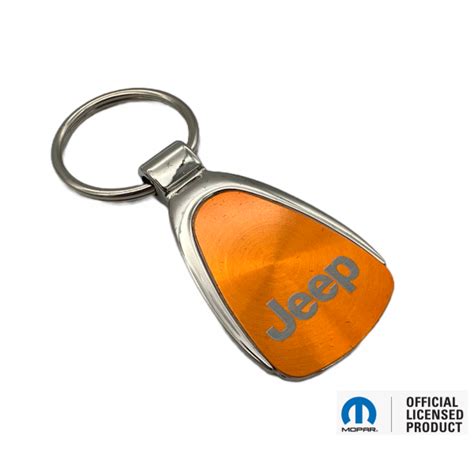 Teardrop Orange Chrome Keychain Fob W Jeep Logo Emblem GoodSpeed USA