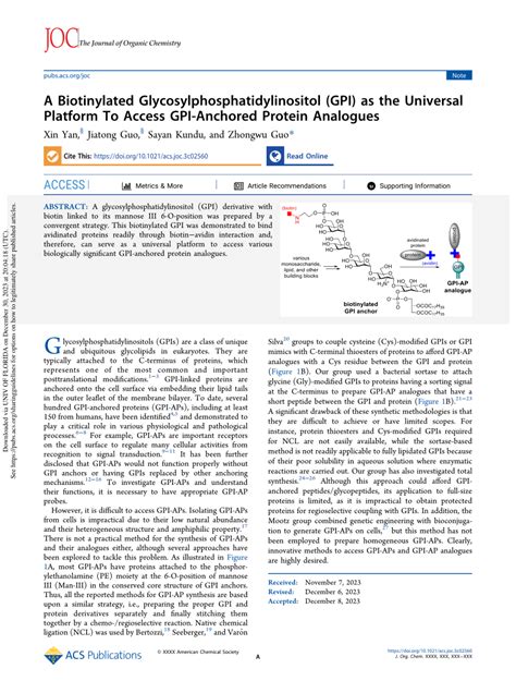 Pdf A Biotinylated Glycosylphosphatidylinositol Gpi As The