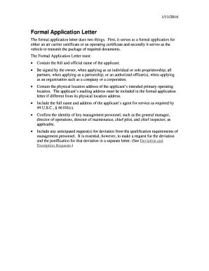 Fillable Online Faa Formal Application Letter Faa Fax Email Print