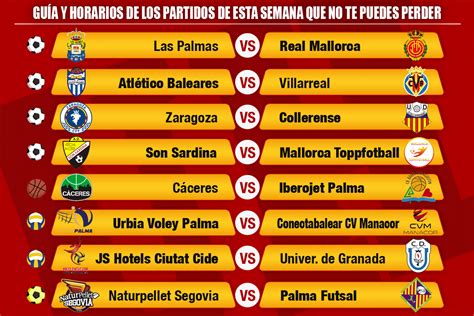 Mallorca Gu A Y Horarios De Los Partidos Del Fin De Semana