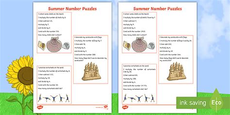 Themed Summer Puzzles Ks2 Worksheets Teacher Made Twinkl