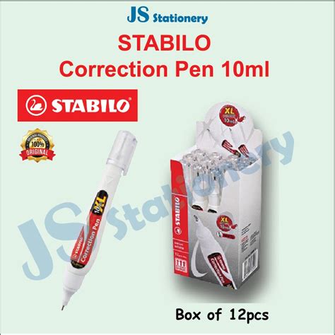 STABILO Swan White CORRECTION PEN XL Content 10ml Metal Tip 12pcs