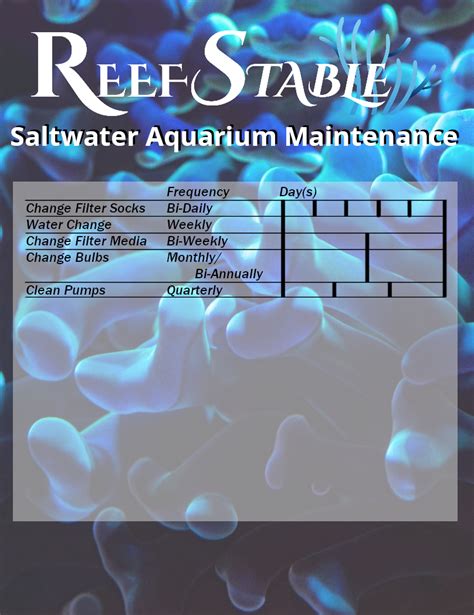 PRINTABLE Aquarium Maintenance Log Sheet Fish Tank Journal Letter