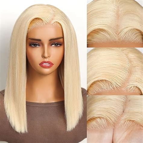 Amazon MEGALOOK Blonde Bob Wig Human Hair Ready To Go Glueless Pre Cut Closure