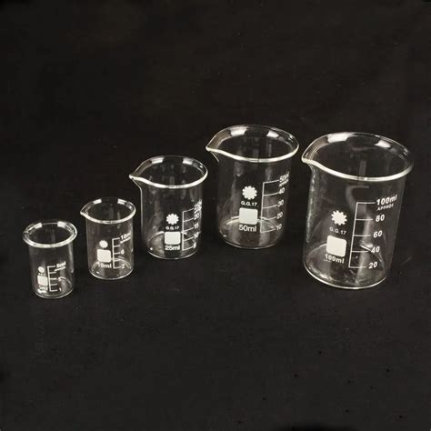 5 Piece Set Graduated Measuring Beakers 5ml10ml25ml50ml100ml