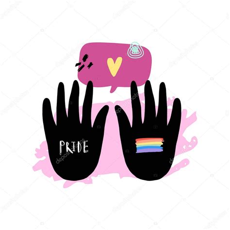 Concepto LGBT Del Orgullo Gay Manos De Color Arco Iris Vector De Estilo De Dibujos Animados